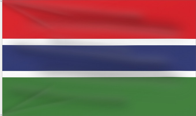 Flag, with two metal eyelets and reinforced hoist: Gambia Gambie Gambias Σημαία της Γκάμπια Gambio Gambian Gambije