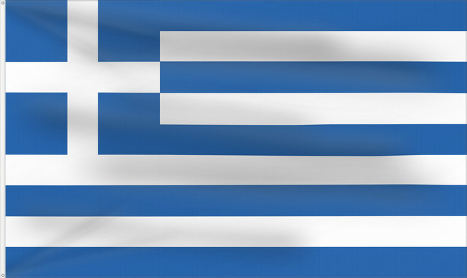 Flag, with two metal eyelets and reinforced hoist: Greece Greece since 1978 and Naval Ensign of Greece since 1828 Grèce depuis 1978 et insigne naval de la Grèce depuis 1828 Grecia Griechenland Griekenland Grécia Grecji Yunanıstan Знаме на Гърция গ্রীসদেশীয় পতাকা Banniel Gres Řecká vlajka Gwlad Groe