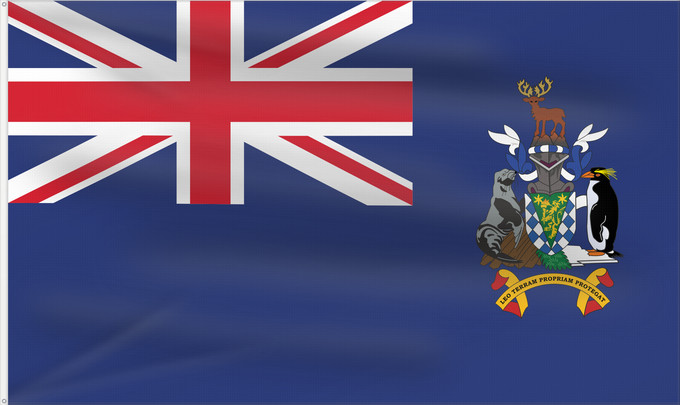 Drapeau, avec deux œillets métalliques et guindant renforcé : South Georgia and the South Sandwich Islands	Géorgie du Sud-et-les Îles Sandwich du Sud	Islas Georgias del Sur y Sandwich del Sur	Südgeorgien und die Südlichen Sandwichinseln	Georgia del Sud e isole Sandwich del Sud