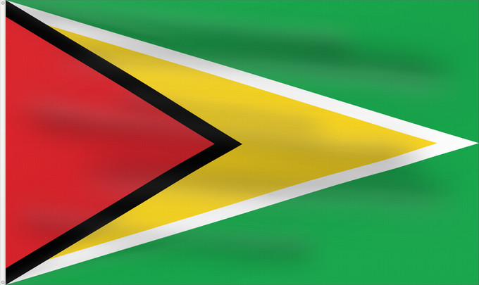 Flagge, mit zwei Metallösen und verstärktem Besatzband: Guyana	Guiana	Wayana wiphala	Gujano	Gwayana	Wayana unancha	Флаг Гайаны	Guyanas	Quốc kỳ Guyana