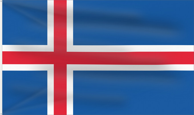 Drapeau, avec deux œillets métalliques et guindant renforcé : Iceland	L Islande	Islandia	Island	Islanda	IJsland	Islandii	Сцяг Ісландыі	আইসল্যান্ডের পতাকা	Banniel Island	Gwlad yr Iâ	Islands	Islando	Islandi lipp	Íslands	Izland	Íslenski fáninn	Islandiae	Islands flagg	Det islandske flagget	Þjóðfáni Íslands	Флаг Исландии