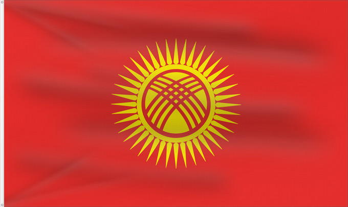 Flag, with two metal eyelets and reinforced hoist: Kyrgyzstan	Kirghizistan	Kirguistán	Kirgisistan	Kirgizië	علم جمهورية قرغيزستان	Qırğız Respublikasının	Дзяржаўны сцяг Кыргыстану	Kyrgyzstánu	Kirgizio	Ղրղզստանի դրոշը	ყირგიზეთის დროშა	Қырғыз Республикасының мемлекеттік байрағы	Кыргыз Республикасынын мамлекет