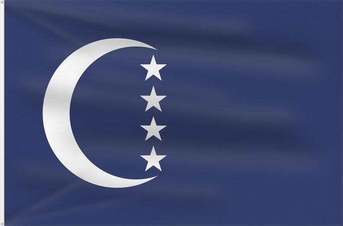Flagge, mit zwei Metallösen und verstärktem Besatzband: Grande Comore	Gran Comora