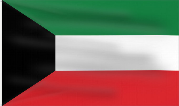 Flagge, mit zwei Metallösen und verstärktem Besatzband: Kuwait	Koweït	Kuwaitlabel QS Les