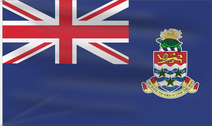 Flag, with two metal eyelets and reinforced hoist: Cayman Islands	Government Ensign of the Cayman Islands	Îles Caïmans	Islas Caimán	Kaimaninseln	Isole Cayman	דגל איי קיימן	Государственный морской флаг Каймановых островов