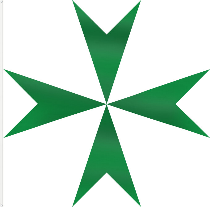 Bandera, con dos ojales metálicos y lado del asta reforzado: Militärischer und Hospitalischer Orden des Heiligen Lazarus von Jerusalem
