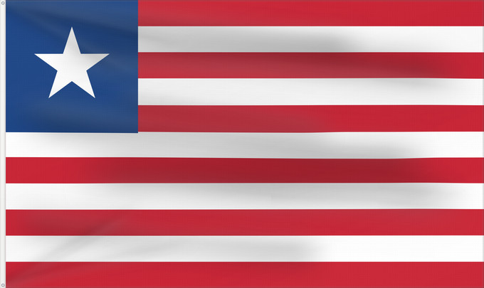 Flag, with two metal eyelets and reinforced hoist: Liberia Libérie پرچم لیبریا Liberian Liberiei Liberije