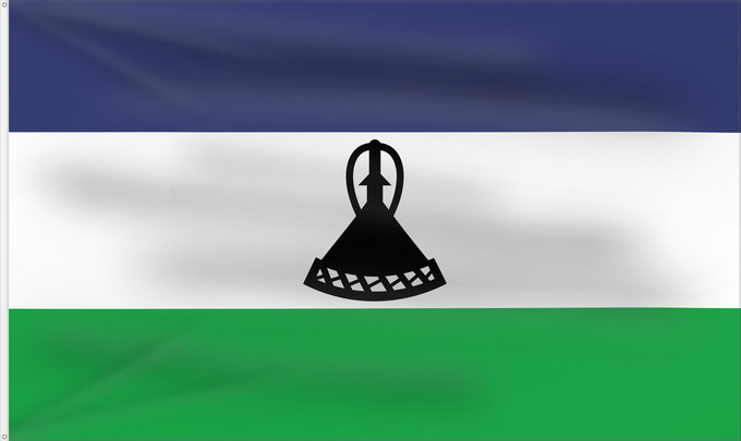 Drapeau, avec deux œillets métalliques et guindant renforcé : Lesotho Lesoto Lesothos Lesota Seboko ye Lesotho