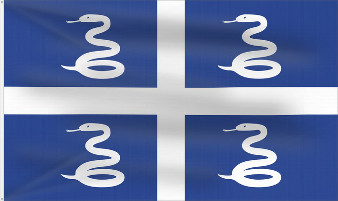Bandera, con dos ojales metálicos y lado del asta reforzado: Martinique	Martinica