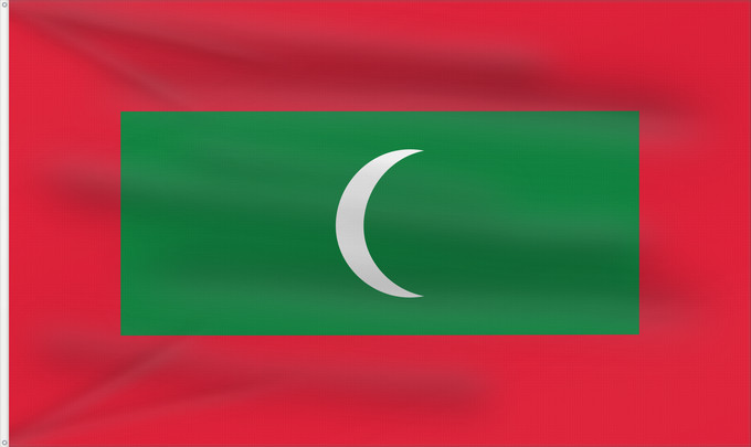 Drapeau, avec deux œillets métalliques et guindant renforcé : Maldives Maldivas Malediven Maldive Maldiven Das Maldivas ދިވެހިރާއްޖޭގެ ދިދަ La Maldivoj Флаг Мальдив Maldivov Maldivernas ธงชาติ ประเทศมัลดีฟ