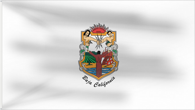 Bandera, con dos ojales metálicos y lado del asta reforzado: Baja California	De facto flag of Baja California	Basse-Californie	Baja California 	Īpān Tlani California