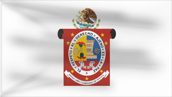 Bandera, con dos ojales metálicos y lado del asta reforzado: Oaxaca	State flag of Oaxaca	Oaxaca 