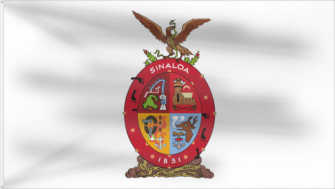 Bandera, con dos ojales metálicos y lado del asta reforzado: Sinaloa