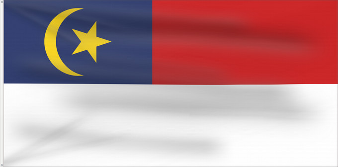 Bandera, con dos ojales metálicos y lado del asta reforzado: Malacca	Malaca	Malakka	Malaysian state Malacca. Drawn by Mysid