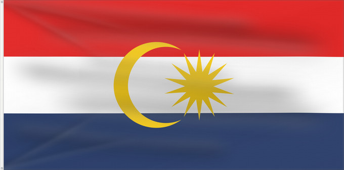 Flagge, mit zwei Metallösen und verstärktem Besatzband: Labuan	Labuan, Federal Territory, in Malaysia