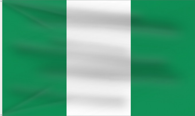 Flag, with two metal eyelets and reinforced hoist: Nigeria	Nigéria	علم نيجيريا	Niĝerio	Okoloto nke Naigeria	Nijeri	Nigerije	Државна застава Нигерије	Àsìá ilẹ́ Naijiria