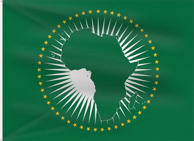Bandera, con dos ojales metálicos y lado del asta reforzado: African Union