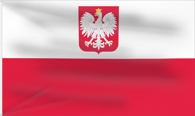 Flag, with two metal eyelets and reinforced hoist: Poland	 Poland	Pologne	Polonia	Polen