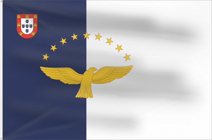 Drapeau, avec deux œillets métalliques et guindant renforcé : Azores	Azores flag	Açores	Azoren	Azzorre	Dos Açores