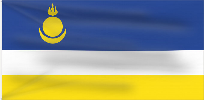 Flag, with two metal eyelets and reinforced hoist: Buryatia Republic of Buryatia Buratti República de Buriatia Repubblica di Buriazia Буряад Республикын гyрэнэй һүлдэ Флаг Бурятии Парчами Бурятия
