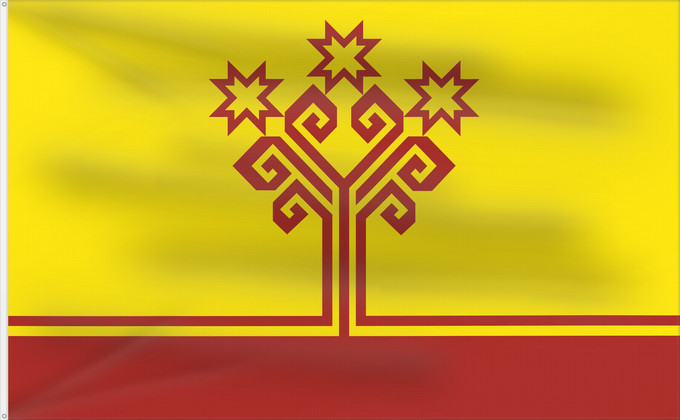 Drapeau, avec deux œillets métalliques et guindant renforcé : Chuvashia	Chuvash Republic	Chuvash	Republik Chuvash	Чӑваш Республикин ялавĕ	Флаг Чувашской Республики	Парчами Ҷумҳурии Чуваш