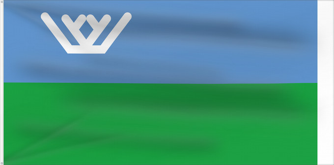 Drapeau, avec deux œillets métalliques et guindant renforcé : Yugra	Khanty-Mansi Autonomous Okrug	Le district autonome des Khantys-Mansis  Iougra	distrito autónomo de Janti-Mansi - Yugra	 Autonome Kreis der Chanten und Mansen	Флаг Ханты-Мансийского автономного округа — Югры