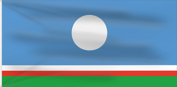Drapeau, avec deux œillets métalliques et guindant renforcé : Sakha	Sakha (Yakutia) Republic	Sakha (Yakoutie)	República de Sajá (redirige desde Yakutia)	Sakha (Yakutia)	Флаг Саха	Прапор Саха