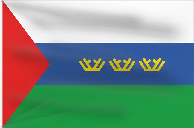 Flag, with two metal eyelets and reinforced hoist: Tyumen Oblast Oblast de Tioumen Óblast de Tiumén Oblast Tjumen