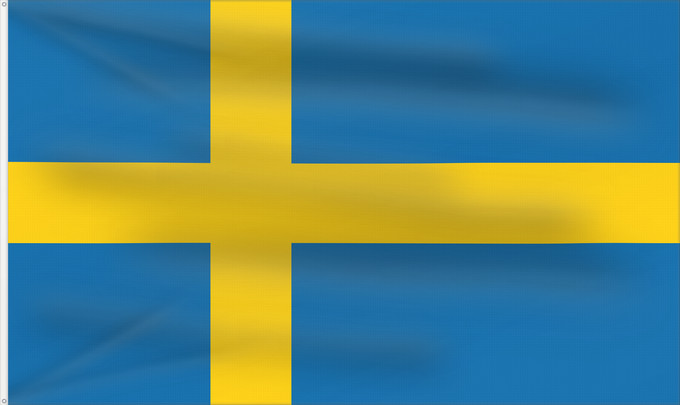Drapeau, avec deux œillets métalliques et guindant renforcé : Sweden	Suède	Suecia	Schweden	Svezia