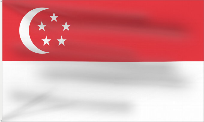 Flagge, mit zwei Metallösen und verstärktem Besatzband: Singapore	Singapour	Singapur	Singapuru	علم سنغافورة	Singapuro	Singapura	Флаг Сингапура	Singapurja	சிங்கப்பூரி்ன் கொடி	​新加坡国旗