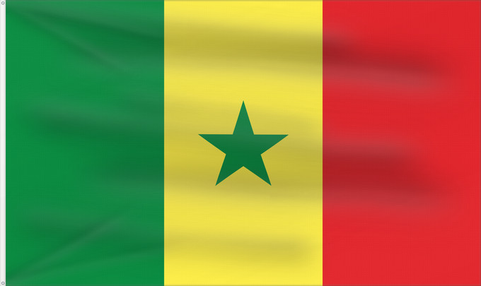 Flag, with two metal eyelets and reinforced hoist: Senegal Sénégal Senegalo پرچم سنگال Senegala