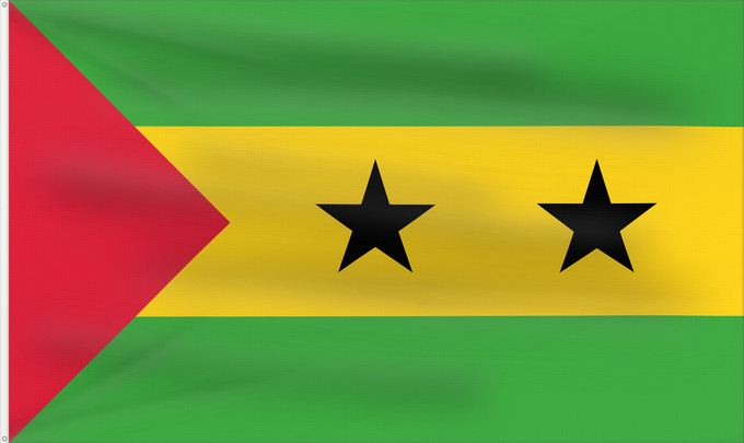 Flag, with two metal eyelets and reinforced hoist: Sao Tome and Principe	Sao Tomé-et-Principe	Santo Tomé y Príncipe	São Tomé und Príncipe	Sao Tome e Principe