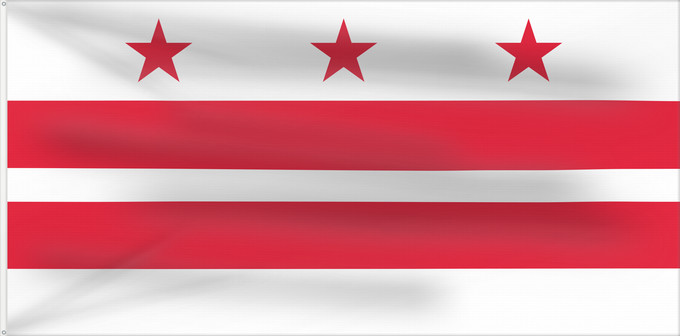 Flag, with two metal eyelets and reinforced hoist: Washington, D.C District of Columbia District de Columbia Distrito de Columbia Districts of Columbia Distretto di Columbia Distrito de Colúmbia Флаг округа Колумбия