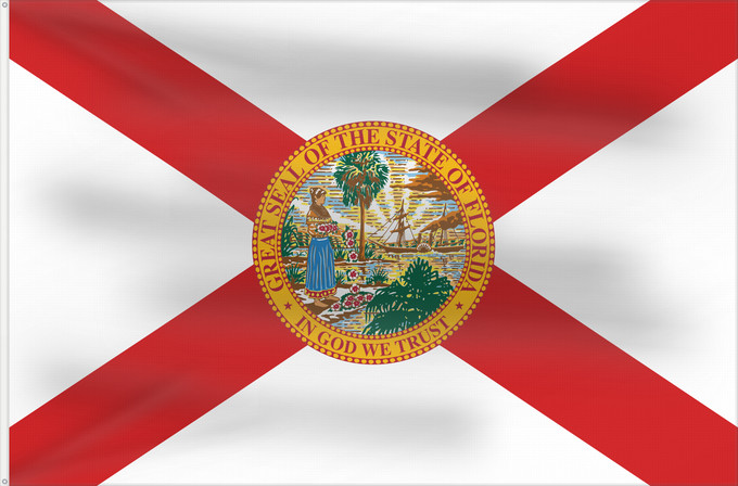 Flag, with two metal eyelets and reinforced hoist: Florida	Florida, United States	Floride, États-Unis d Amérique	Banniel Florida, Stadoù Unanet Amerika	ᏧᎦᎾᏮ ᎦᏓᏘ