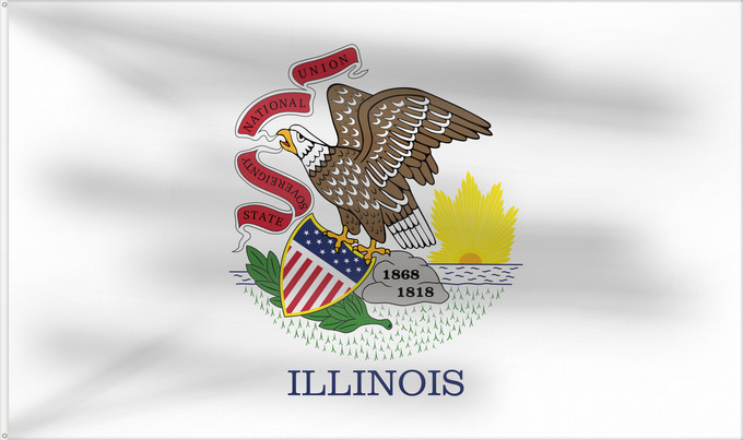 Bandiera, con due occhielli metallici e lato dell'asta rinforzato: Illinois