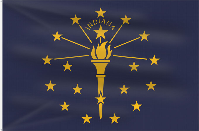 Bandera, con dos ojales metálicos y lado del asta reforzado: Indiana