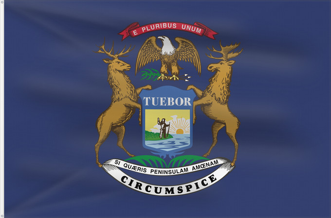 Drapeau, avec deux œillets métalliques et guindant renforcé : Michigan