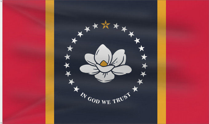 Bandera, con dos ojales metálicos y lado del asta reforzado: Mississippi	U	 Mississippi	Misisipi o Misisipí