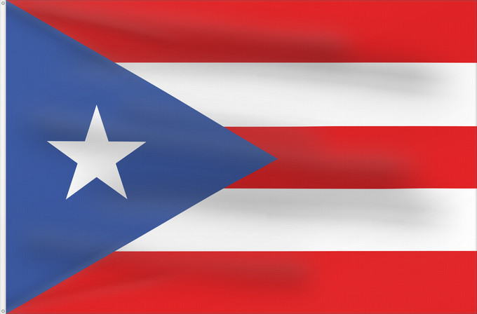 Bandera, con dos ojales metálicos y lado del asta reforzado: Puerto Rico