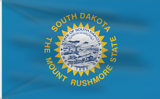 Bandera, con dos ojales metálicos y lado del asta reforzado: South Dakota Dakota du Sud Dakota del Sur Dakota del Sud ᏧᎦᎾᏮ ᏓᎧᏓ ᎦᏓᏘ Ka hae Kakoka Hema Dacota Meridionalis Shádiʼááhjí Dikóodah Hahoodzo bidah naatʼaʼí Флаг Южной Дакоты Američke savezne države Južne Dakote Прапор Південної Дакоти
