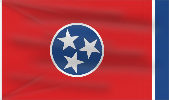 Flagge, mit zwei Metallösen und verstärktem Besatzband: Tennessee	Tennessees fana	ᏔᎾᏏ ᎦᏓᏘ	Státu Tennessee	Tennessees	Tennesseen osavaltion	Ka hae Kenekī	Tennesiae	Ténésii Hahoodzo bidah naatʼaʼí	Флаг Теннесси	Američke savzene države Tennessee