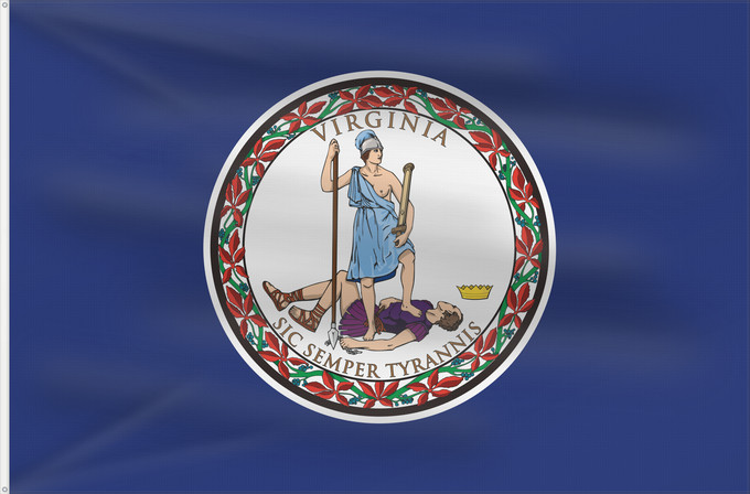 Bandera, con dos ojales metálicos y lado del asta reforzado: Virginia Commonwealth of Virginia, adopted in February 1950 Virginie Stanowa Wirginii Banniel stad Virginia ᏩᏥᏂ ᎦᏓᏘ Ka hae Wilikinia Virginiae, MCML Bijíniyah Hahoodzo bidah naatʼaʼí Wirschini Флаг Виргинии Američke savezne države Virginie