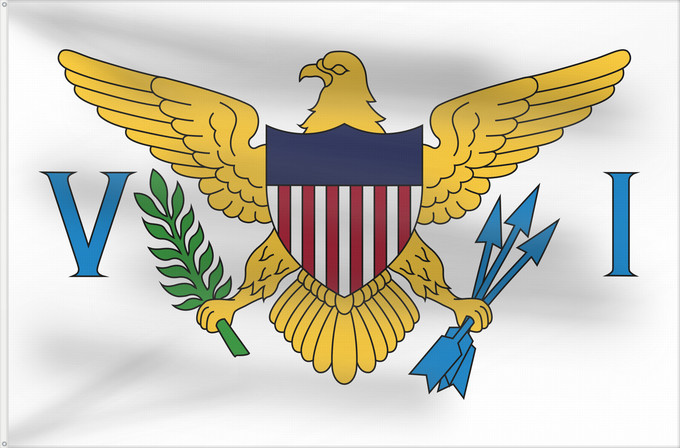 Bandiera, con due occhielli metallici e lato dell'asta rinforzato: Virgin Islands, U.S.