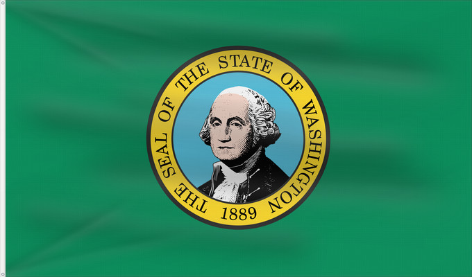 Flagge, mit zwei Metallösen und verstärktem Besatzband: Washington ᏩᏏᏓᏂ ᎦᏓᏘ Ka hae Wakinekona Vasingtoniae Wááshindoon Hahoodzo bidáh naat á i Флаг Вашингтона Američke savezne države Vašington
