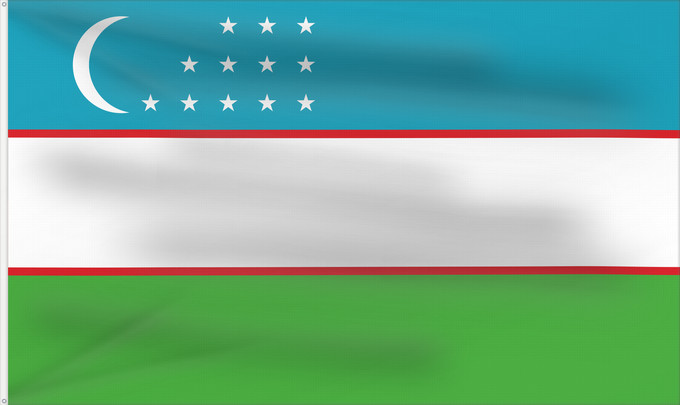 Bandera, con dos ojales metálicos y lado del asta reforzado: Uzbekistan Ouzbékistan República de Uzbekistán Usbekistan Repubblica dell Uzbekistan Oezbekistan Nacional da República do Uzbequistão علم جمهورية أوزبكستان Özbəkistan Respublikasının Dövlət Дзяржаўны Сцяг Рэспублікі Ўзбекістан Дзяржаўны Сьцяг Рэспублікі Ў