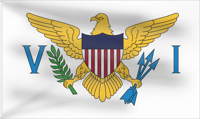 Bandera, con dos ojales metálicos y lado del asta reforzado: United States Virgin Islands	Virgin Islands, U.S.	îles Vierges américaines	Islas Vírgenes de los Estados Unidos	Amerikanischen Jungferninseln	Isole Vergini statunitensi	Amerikaanse Maagdeneilanden	Wysp Dziewiczych Stanów Zjednoczonych	Amerikanske Jomfruøe