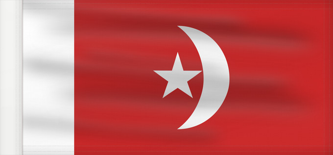 Bandera, con lado del asta reforzado: Umm al-Qaiwain	Umm al-Quwain	علم إمارة أم القيوين
