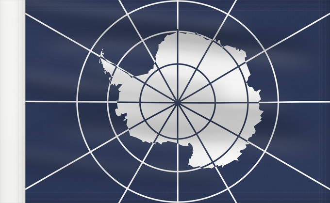 Drapeau, avec guindant renforcé : Antarctic Treaty Traité sur l Antarctique Tratado Antártico Antarktisvertrag Trattato Antartico Banniel Feur-emglev Antarktika Флаг Договора об Антарктике