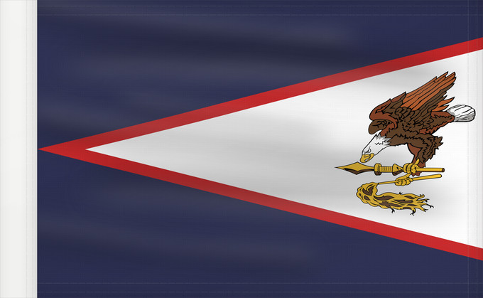 Drapeau, avec guindant renforcé : American Samoa	American Samoa, United States	Samoa américaines	Samoa Americana	Amerikanisch-Samoa	Samoa Americane	Amerikaanisch-Samoa	Fu a o Amerika Sāmoa