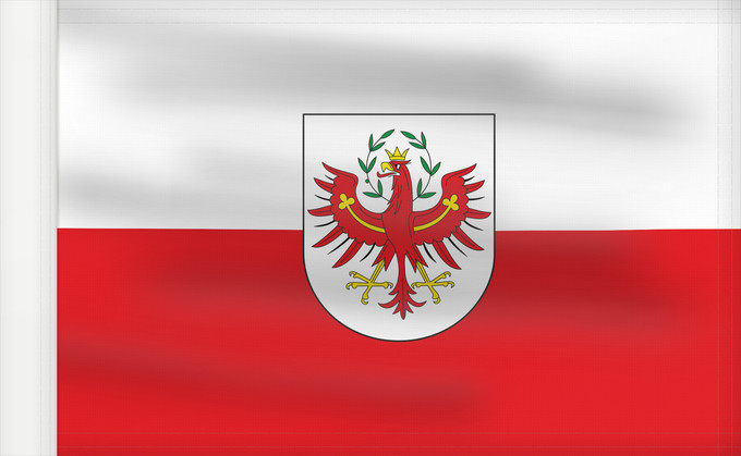 Flag, with reinforced hoist: Tirol White-red. Colours of the state of Tyrol Tyrol Weiß-rot. Landesfarben und Landesflagge von Tirol Tirolo